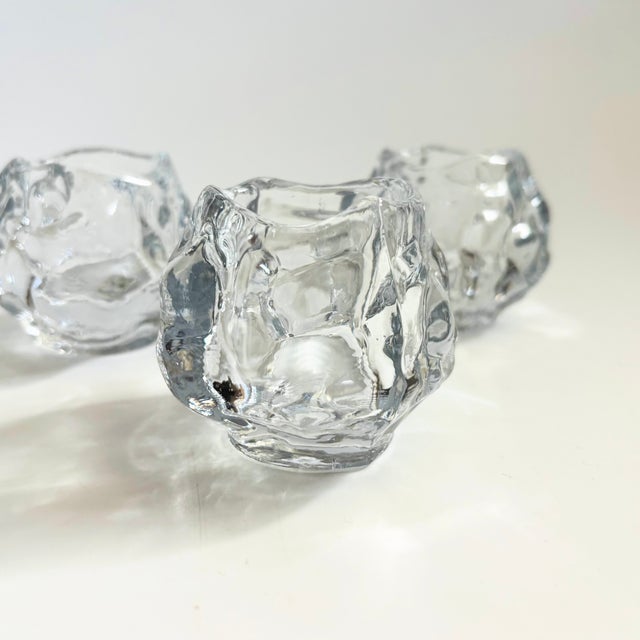 Mid-Century Modern Vintage Glass Snowball Candle Holders - Set of 3 For Sale - Image 3 of 6