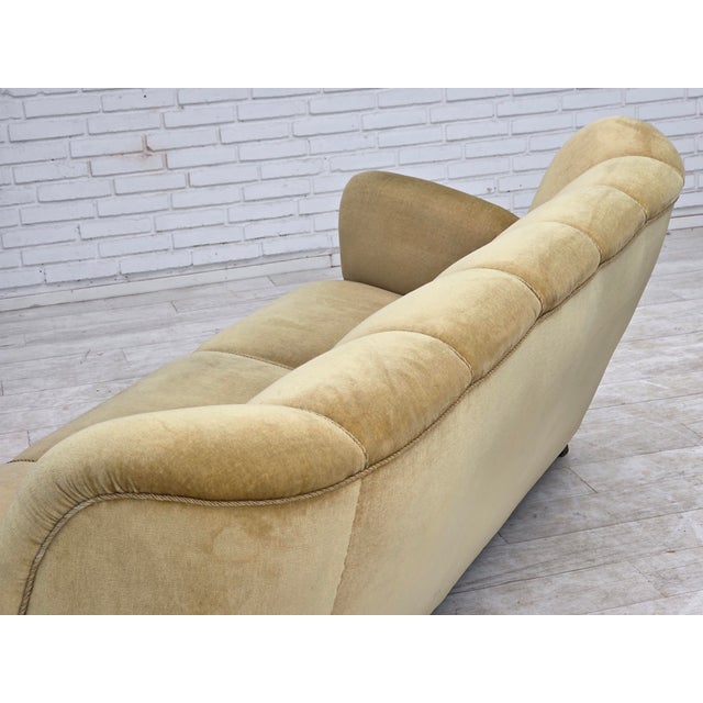 1960s Danish Light Green Velour Three-Seater Sofa, 1960s For Sale - Image 5 of 18