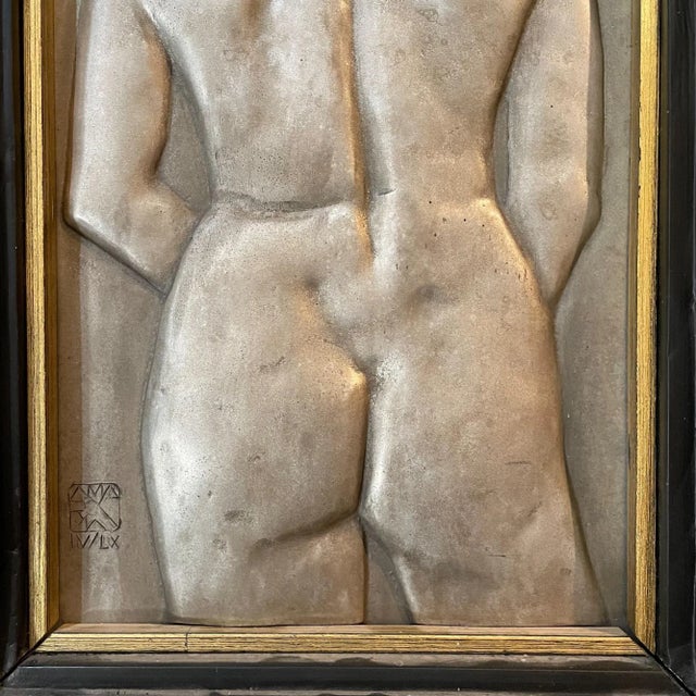 Black Mid 20th Century Female Nude Torso Metal Wall Art, Framed For Sale - Image 8 of 13