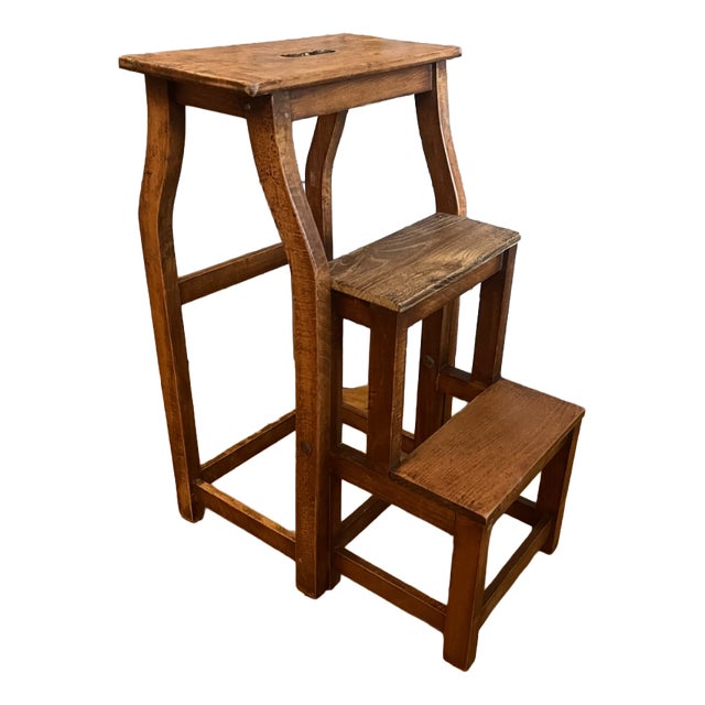Antique French Library Step Ladder, 1890s For Sale