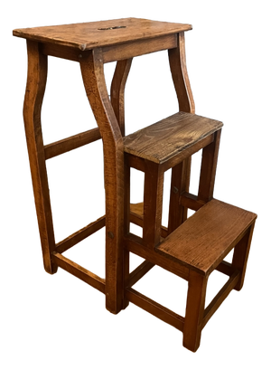 Antique French Library Step Ladder, 1890s