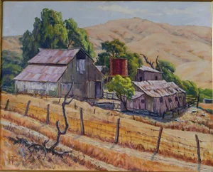 California Landscape Rancho El Camino Vintage Oil Painting