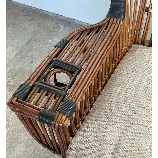 Vintage Stick Rattan Sofa After Bielecky Brothers For Sale In West Palm - Image 6 of 12
