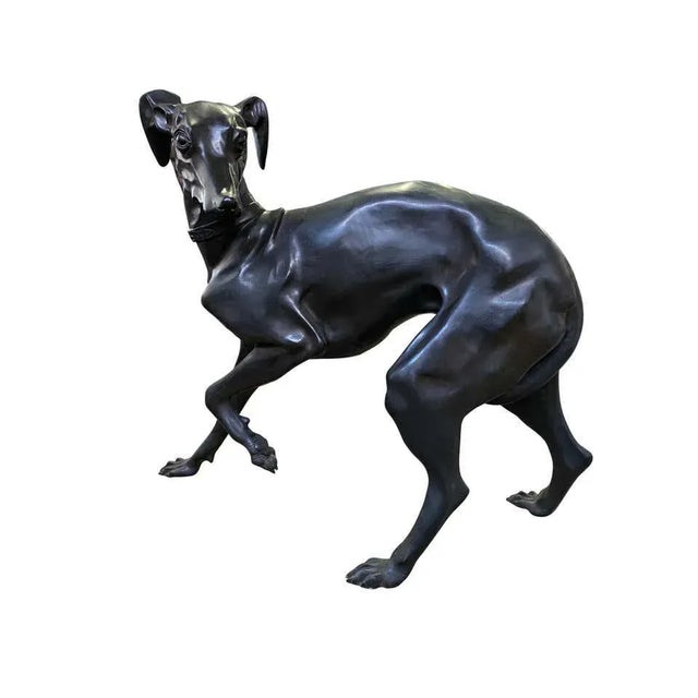 Large Bronze Greyhounds in Dominance Stance, 1960s, Set of 2 For Sale - Image 6 of 16