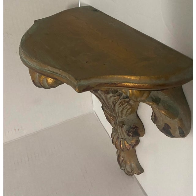 Wood Mid 20th Century French Italian Style Giltwood Gold Wall Shelf For Sale - Image 7 of 11