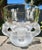 Clear crystal glass vase bowl with a perched scene of frosted owls. Marked to underside.