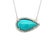 Persian Persian Turquoise Diamond Halo Pendant With Chain 14k WG Certified For Sale - Image 3 of 8