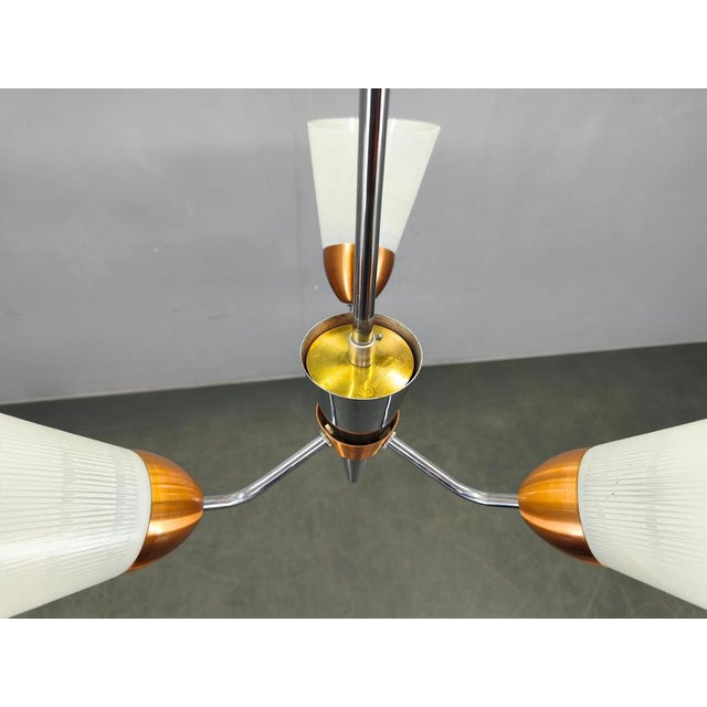 Copper Mid-Century Pendant Light in Copper and Chrome, Czechoslovakia, 1970s For Sale - Image 8 of 14
