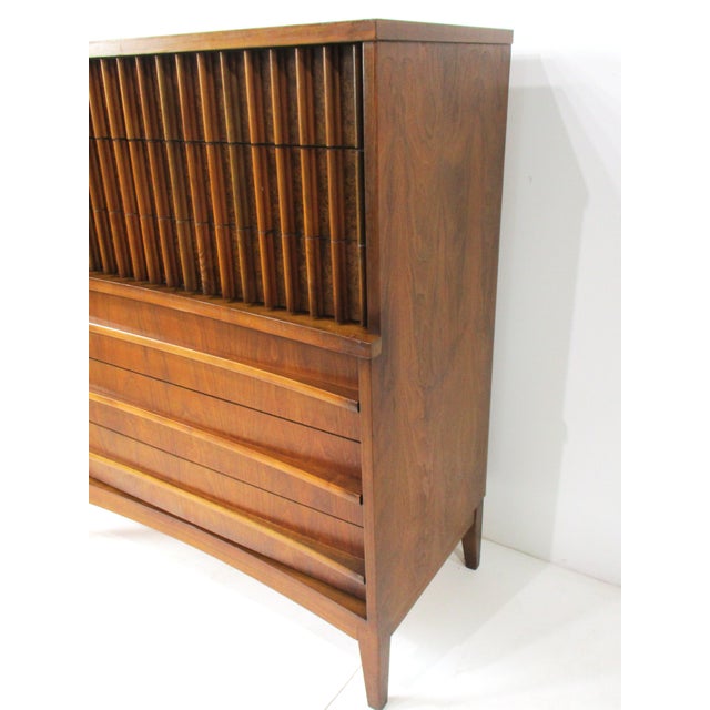 Mid 20th Century Mid Century Walnut Highboy Dresser in the Style of Altavista Lane For Sale - Image 5 of 13