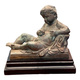 Late 19th Century Bronze Putti Sculpture on Base For Sale