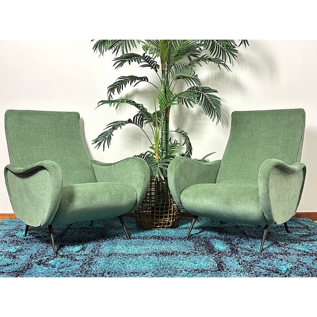 Pair of "lady" armchairs from the 50s. Design attributed to marco zanuso, a masterpiece of made in italy, lady was awarded...