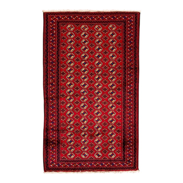 Red Vintage Persian Scatter Handmade Wool Rug For Sale