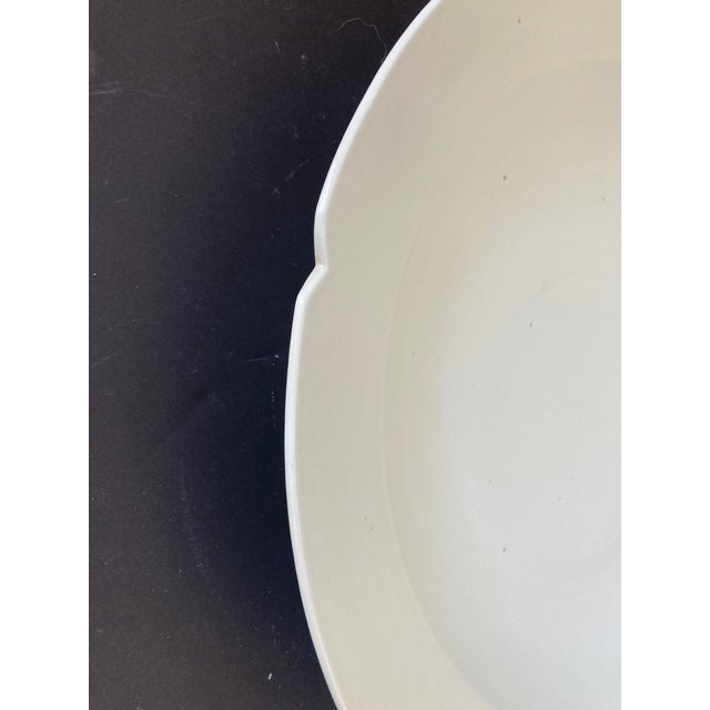 Chinese Asian White Ceramic Platter Bowl Scalloped Rim Huge Heavy 18.25 In. D. For Sale - Image 4 of 10