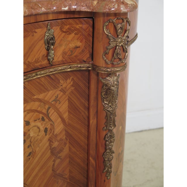 1980s Italian Marble Top Inlaid Commode With Bronze Trim For Sale In Philadelphia - Image 6 of 10