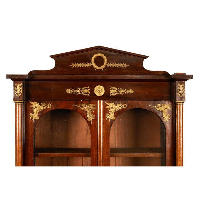 Antique French Empire Mahogany Ormolu Bookcase Bibliotheque Display Cabinet 1810 For Sale - Image 11 of 16