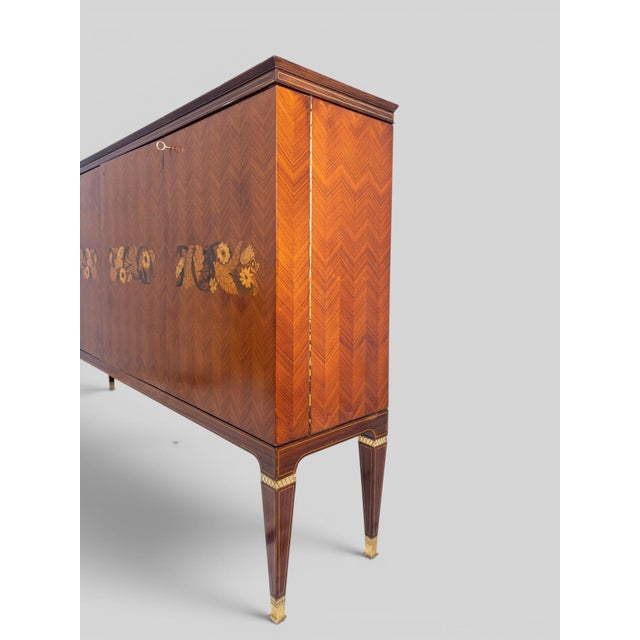 Mid-Century Italian Sideboard with Floral Marquetry by Paolo Buffa, 1950s For Sale - Image 13 of 18