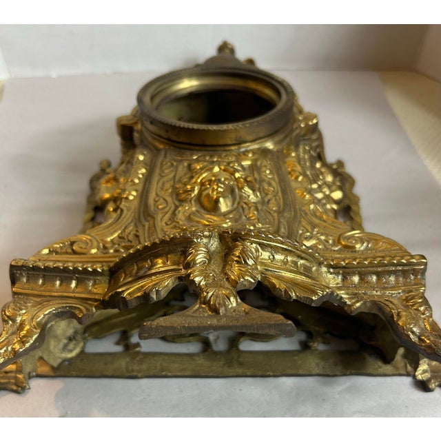 Antique French Style Rococo Mantel Clock Case Gilt Brass For Sale - Image 10 of 12