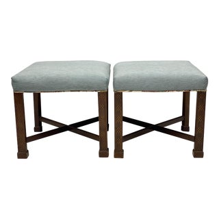 1970s Chinese Chippendale Style Ottomans - a Pair For Sale