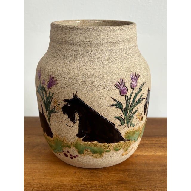 Contemporary Alicia Daily Stoneware Pottery Vase With Scottie Dogs For Sale - Image 4 of 11