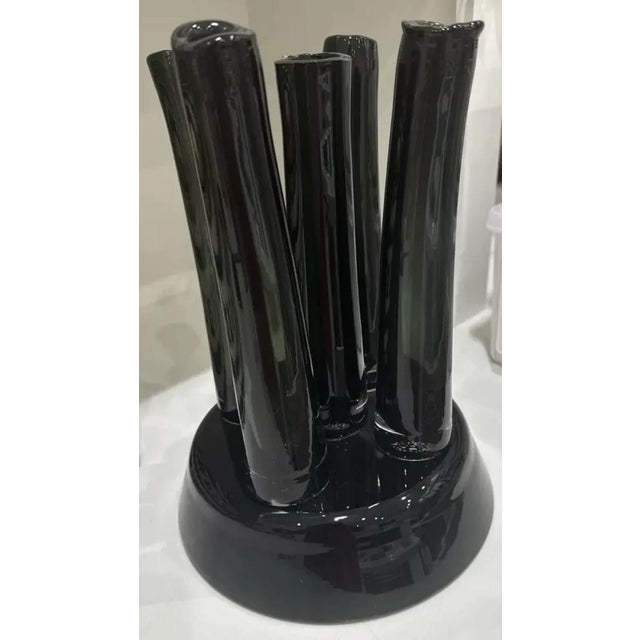 Glass Sempre Joke Vase in Black Made in Belgium For Sale - Image 7 of 8