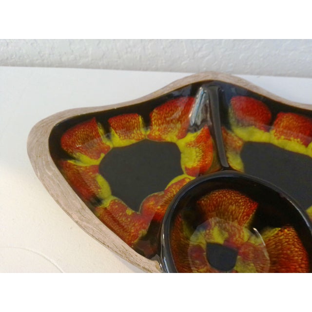 Mid-Century Modern MCM California Pottery Sequoia Ware Divided Bowl For Sale - Image 3 of 6