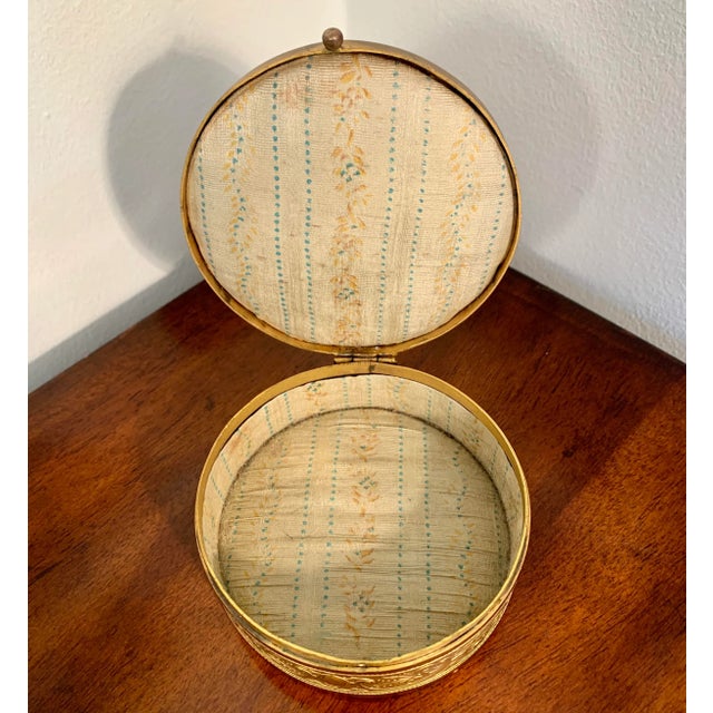 Round Gilt Brass Box w/Inset Agate. The box would have originally had a portrait, but has been reimagined by insetting a...