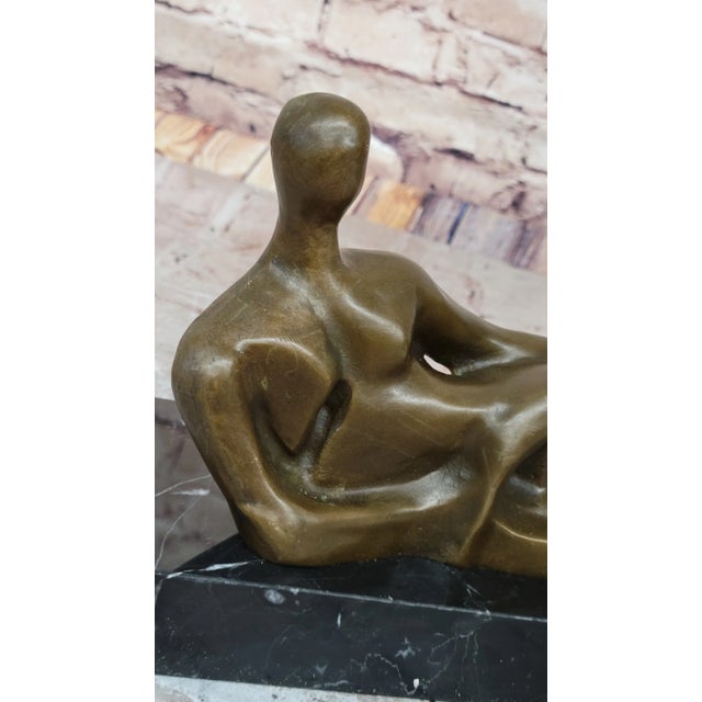 Reclining Woman by Henry Moore Abstract Modernist Figural Bronze Sculpture Statue For Sale - Image 9 of 10