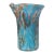 Vintage Murano Fratelli Toso Blue Copper Aventurine Flecks Swirling Clouds Italian Art Glass Flower Vase For Sale