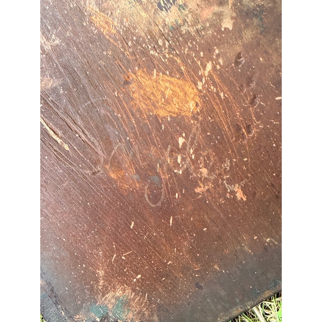 Black 19th Century Antique Pennsylvania Hand-Painted Folk Art Half-Windsor Plank-Seat Chair For Sale - Image 8 of 11