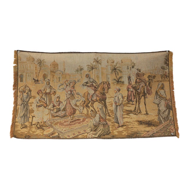Vintage Mid-Century Orientalist Woven Tapestry – "The Bazaar Dancer" For Sale