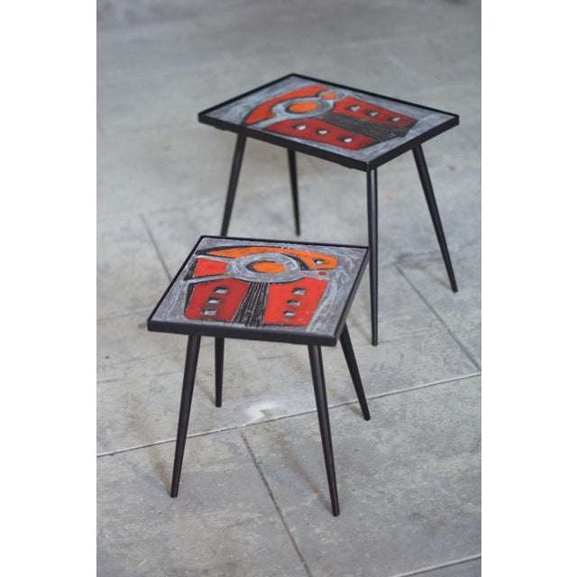 Vintage Low Ceramic Tables from Brothers Jean & Robert Cloutier, 1950s, Set of 2 For Sale - Image 13 of 18