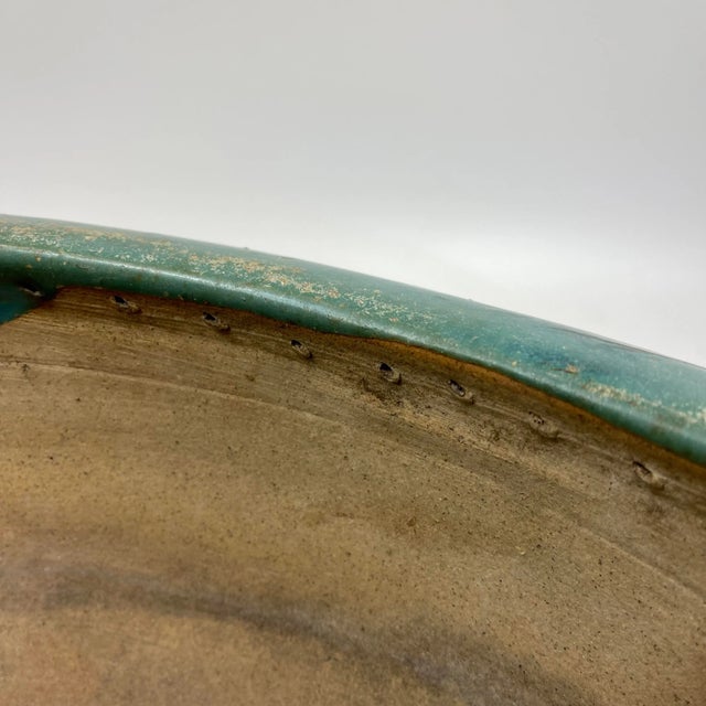 Ceramic 19th Century Teal Colored Large Ceramic Planter Bowl For Sale - Image 7 of 11