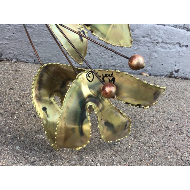 1960s C. Jeré Flowers and Leaves Metal Sculpture Wall Art, Signed