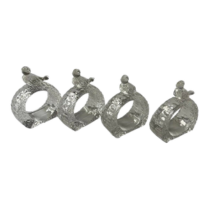 Mid 20th Century Mid-Century to Moder Haufbauer Byrdes Crystal Bird Napkin Rings – Set of Four | n Classic Table Decor