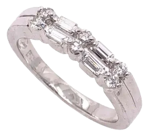 14 Karat White Gold Diamond Wedding Bridal Anniversary Band Ring 0.50 TDW, Size 6.75