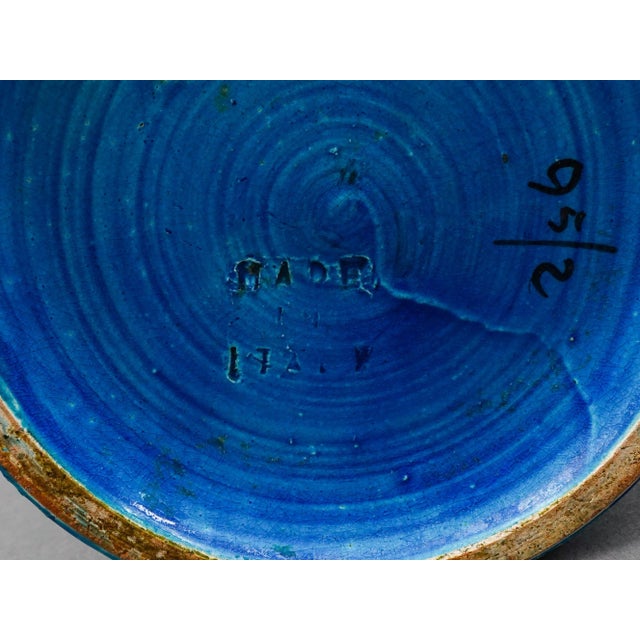 Blue Mid 20th Century Bitossi Italy Aldo Londi Rimini Blue Glazed Circles Art Pottery Vase For Sale - Image 8 of 8