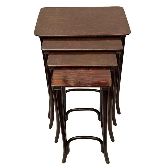 Antique Secessionist Austrian Bentwood Nesting Tables by J&J Kohn, 1900s, Set of 4 For Sale - Image 11 of 18