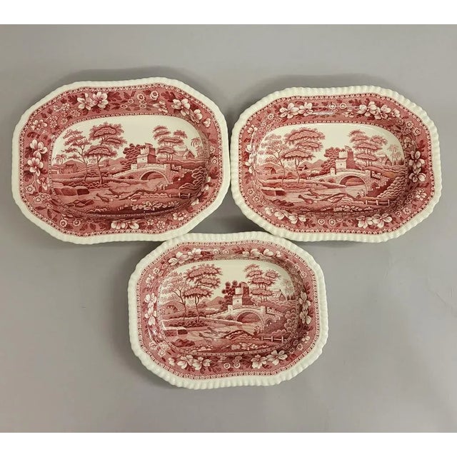 Copeland Spode's Tower Red Transferware Nesting Serving Dishes Bowls - Set of 3 For Sale - Image 10 of 10