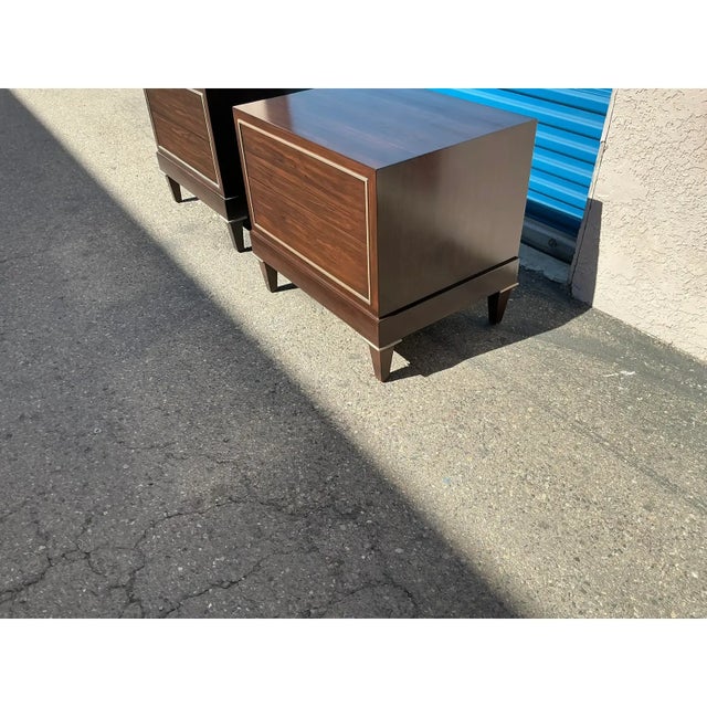 Brown Modern Mid Century Style Nightstands - A Pair For Sale - Image 8 of 9