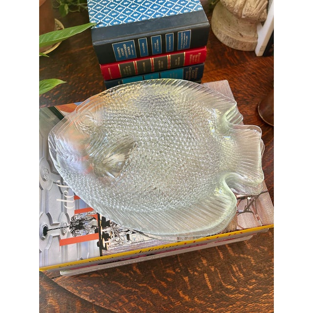 Rustic European Vintage Arcoroc France “Poisson” Glass Fish Plates - A Set of 6 For Sale - Image 3 of 8