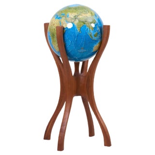 American Studio Globe Stand with Globe by Bud Tullis, 1981 For Sale