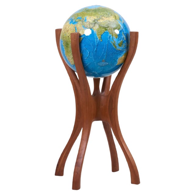American Studio Globe Stand with Globe by Bud Tullis, 1981 For Sale