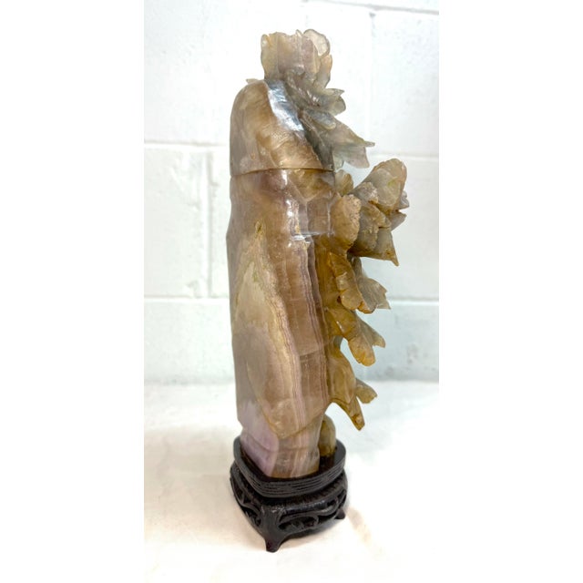 Large Antique Carved Chinese Amethyst Smokey Quartz Crystal Lidded Urn Sculpture For Sale - Image 13 of 17