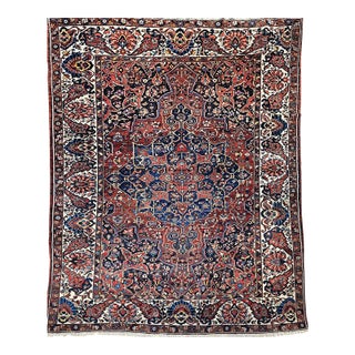 Vintage Oversize Bakhtiari Rug, Handwoven Geometric Pattern, Burgundy & Ivory, 11’ X 15’ For Sale