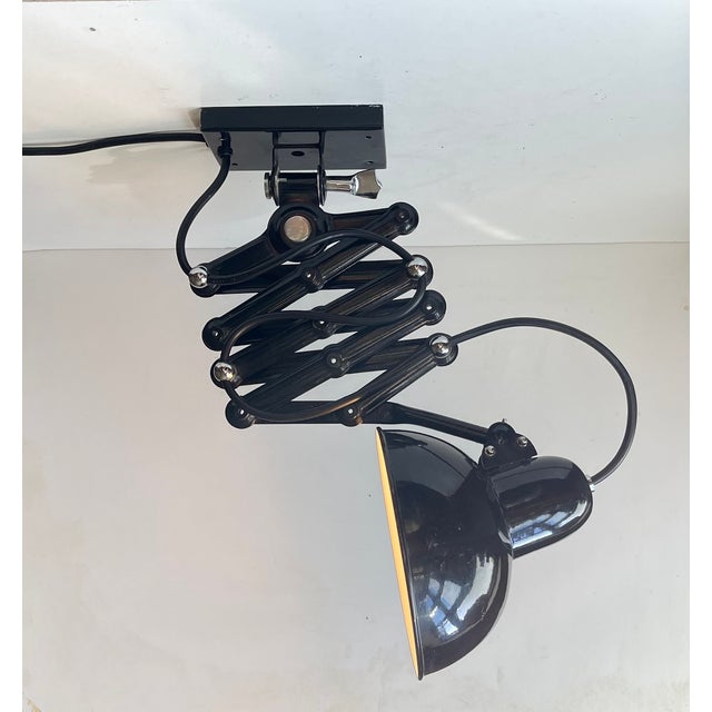 Metal Bauhaus Black Articulated Scissor Wall Lamp, 1950s For Sale - Image 7 of 12