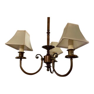 Early 21st Century Brass Light Gallery Provence 3 Arm Electric Candle Chandelier With Copper Verdigris Finish For Sale