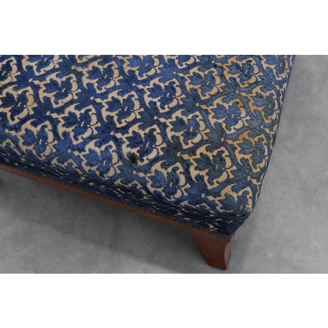 20th Century Art Deco Upholstered Ottoman with Sabre Legs, France, 1950s For Sale - Image 9 of 11