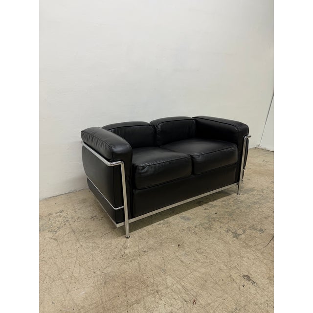 1980s Le Corbusier, Jeanneret and Perriand Lc2 Divano Two-Seat Sofa for Cassina For Sale - Image 5 of 18