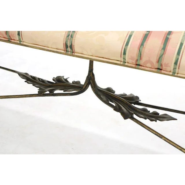 Cream Figural Twisted Wrought Iron Window Bench Grape Leaf Motive For Sale - Image 8 of 11
