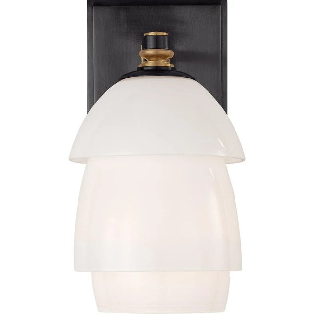 Whitman Small Sconce in Bronze and Hand-Rubbed Antique Brass with White Glass Shade Designer: Thomas O'Brien Height: 8.5"...
